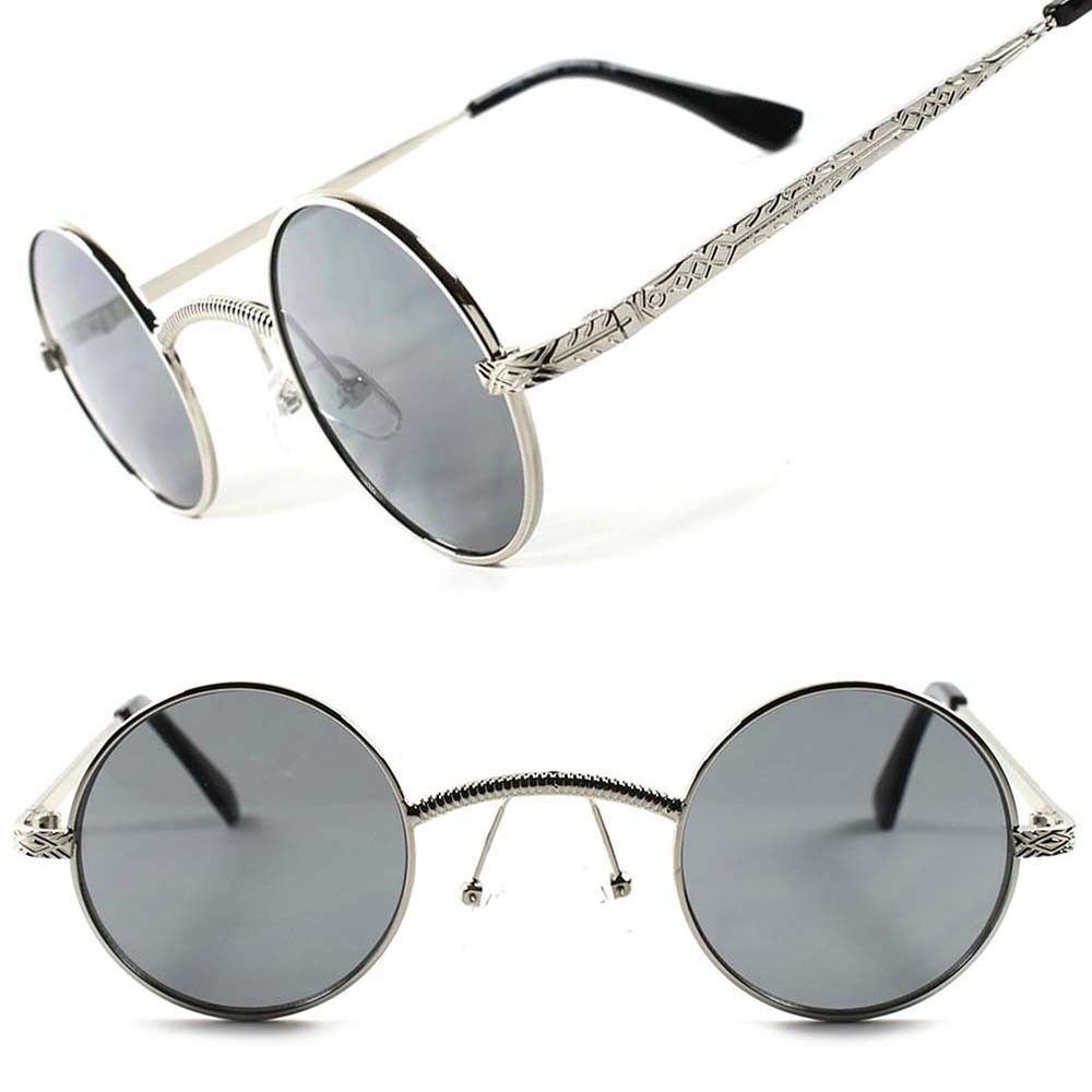 Silver Classic Vintage Retro Fashion Hippie Lennon Mens Womens Round Sunglasses